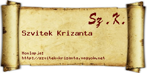 Szvitek Krizanta névjegykártya